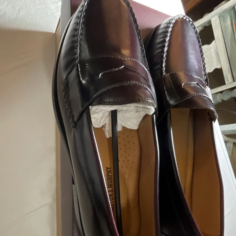 Johnston & Murphy Hayes Penny Men's Burgundy Leather Loafers 10.5W 15-1093